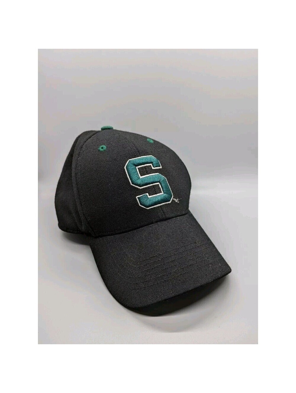 Michigan State Spartans Hat Size 7 100% Wool Black Green Baseball Cap